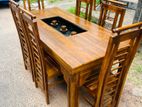 Teak Heavy Dining Table and 6 Chairs Code 4577