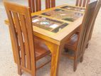 Teak Heavy Dining Table and 6 Chairs Code 6178