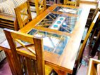 Teak Heavy Dining Table and 6 Chairs Code 7178