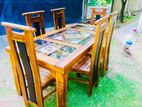 Teak Heavy Dining Table and 6 Chairs Code 7188