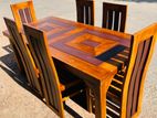 Teak Heavy Dining Table and 6 Chairs Code 7189