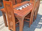 Teak Heavy Dining Table and 6 Chairs Code 83746