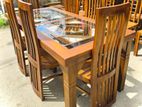 Teak Heavy Dining Table and 6 Chairs Code 87337