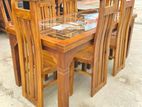 Teak Heavy Dining Table and 6 Chairs Code 93846