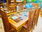 Teak Heavy Dining Table with 6 Chairs Code 7188