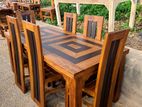 Teak Heavy Dining Table with 6 Chairs Code 7189