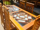 Teak Heavy Dining Table with 6 Chairs Code 7189