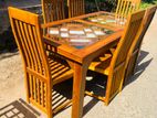 Teak Heavy Dining Table with 6 Chairs Code 7190