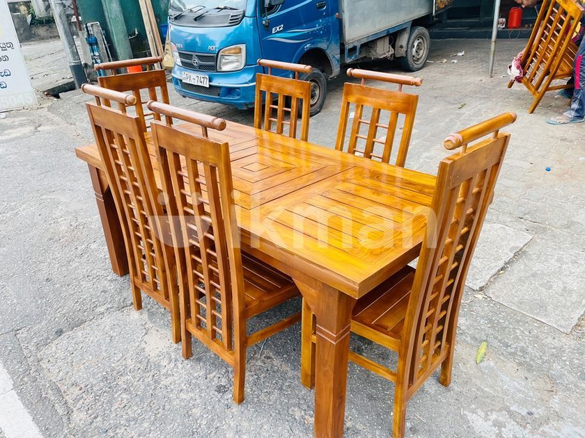 Teak Heavy Dining Table with 6 Chairs for Sale Kaduwela ikman