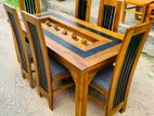 Teak Heavy Dining Table With 6 cushion chairs code 7188