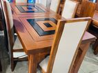 Teak Heavy Dining Table With 6 Cushioned Chairs "6x3ft