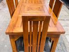 Teak Heavy Dining Table with 6 Modern Chairs