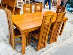 Teak Heavy Dining Table With 6 Modern Two Tone Chairs