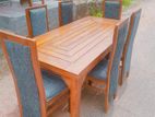 Teak Heavy Dining Table with Full Cushion 6 Chairs Code 7188