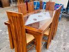 Teak Heavy Dining Table with Modern Cushioned 6 Chairs