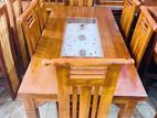 Teak Heavy Dining Table with Six Chairs