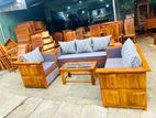 Teak Heavy Elegant Indian Sofa with Glass Stool