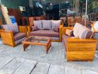 Teak Heavy Elegant Royal Indian Sofa with Large Glass Stool