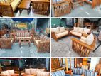 Teak Heavy Ex Large Luxury Fabric Melon Sofa with Glass Stool~~**~~