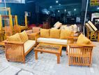 Teak Heavy Ex Large Melon Sofa With Glass Stool