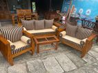 Teak Heavy Ex Large Melon Sofa With Glass Stool