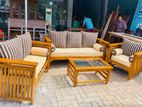 Teak --Heavy-- Ex Large Melon Sofa with Glass Stool---