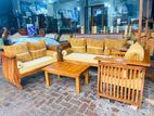 Teak Heavy Ex Large Melon Sofa with Glass Stool