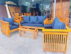 Teak Heavy Ex Large Melon Sofa with Glass Stool