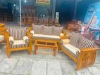 Teak Heavy Ex Large Melon Sofa with Glass Stool::-::