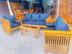 Teak Heavy Ex Large Melon Sofa with Glass Stool