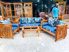 Teak Heavy Ex Large Melon Sofa with Glass Stool::-::