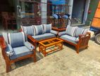 Teak Heavy Ex Large Melon Sofa with Glass Stool::-::