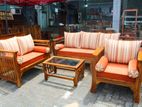 Teak Heavy Ex Large Melon Sofa with Glass Stool