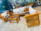 Teak Heavy Ex Large Melon Sofa with Glass Stool