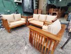 Teak Heavy Ex Large Melon Sofa with Glass Stool