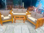 Teak Heavy Ex Large Melon Sofa with Glass Stool