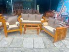 Teak Heavy Ex Large Melon Sofa with Glass Stool