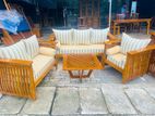 Teak Heavy Ex Large Melon Sofa with Glass Stool