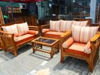 Teak Heavy Ex Large Melon Sofa with Glass Stool:--::