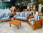 Teak Heavy Ex Large Melon Sofa with Glass Stool::--::