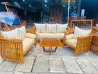 Teak Heavy Ex Large Melon Sofa with Glass Stool