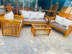 Teak Heavy Ex Large Melon Sofa with Glass Stool