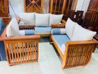 Teak Heavy Ex Large Melon Sofa with Glass Stool