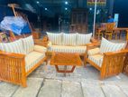 Teak Heavy Ex Large Melon Sofa with Glass Stool