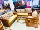 Teak Heavy Ex Large Modern Box Sofa with Glass Stool