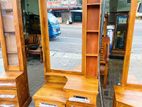 Teak Heavy Ex Large Modern LED Light Dressing Table with Side Racks