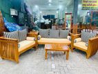 Teak Heavy Ex Large Modern Melon Sofa with Glass Stool--//--