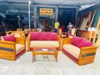 Teak Heavy Ex Large Royal Elegant Indian Sofa with Glass Stool