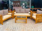 Teak Heavy Ex Large Velvet HS Fabric Melon Sofa with Stool TBM0701