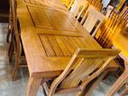 Teak Heavy Full Wooden Dining Table with 6 Chairs